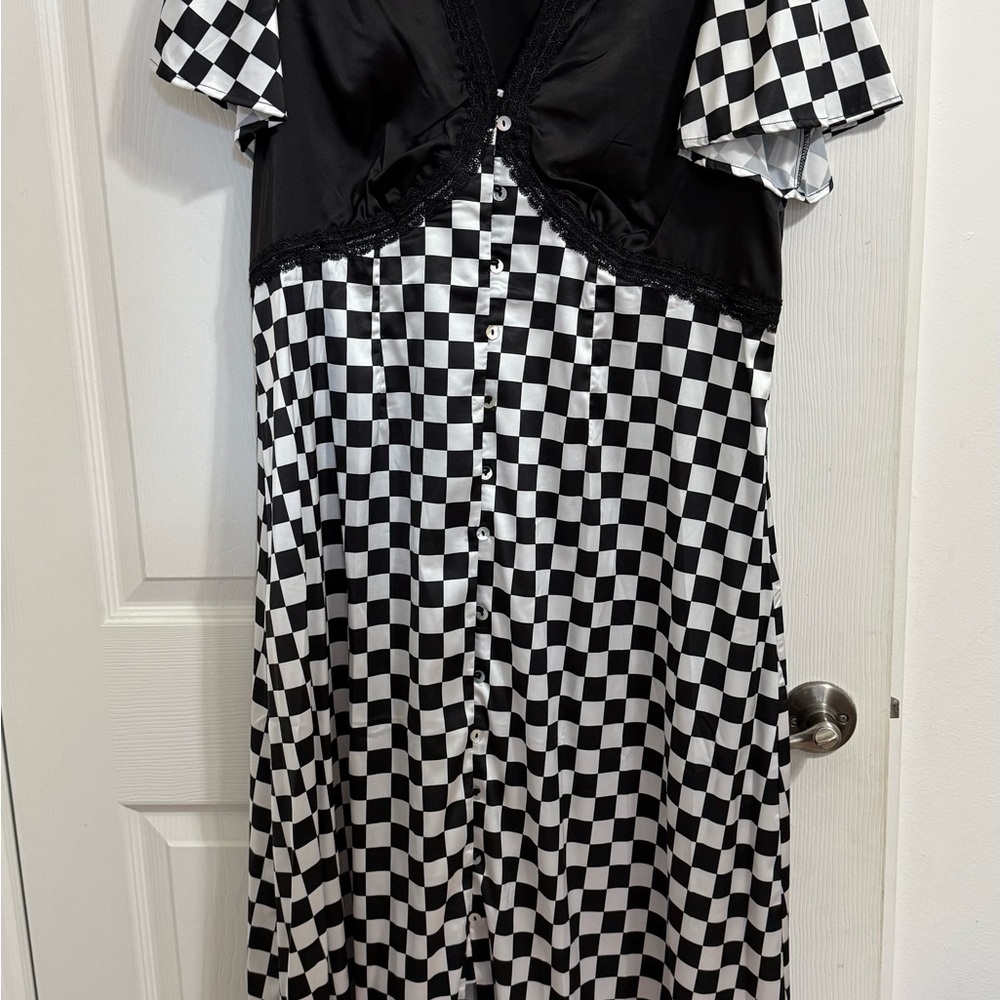 Dressed in LALA Black and White Checkered Maxi Dress